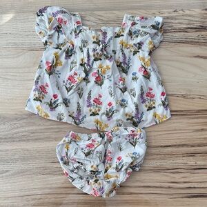 Janie and Jack 6-12 Floral Kids Dress Set - White and Multicolor bloomers